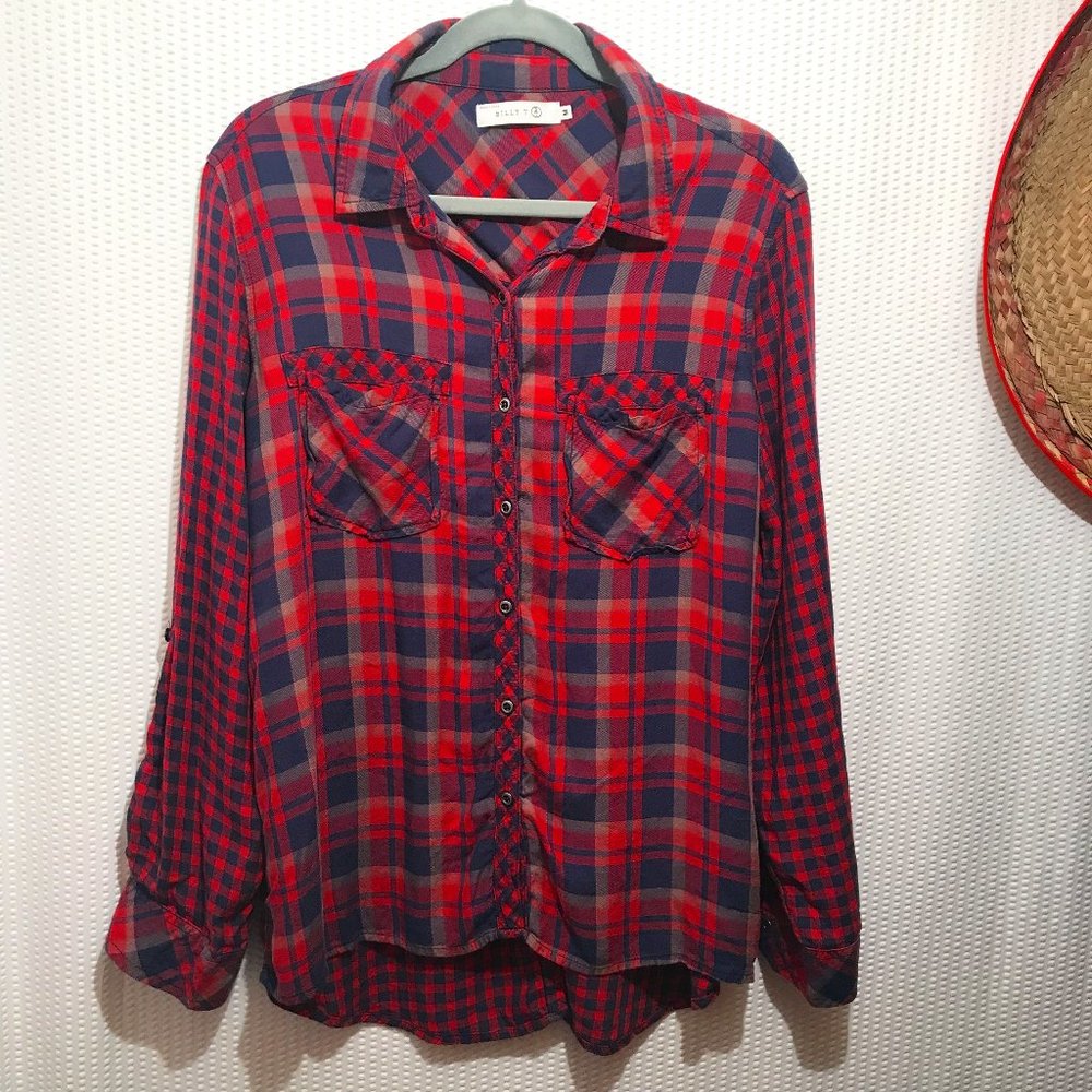 Billy T Button up front and Back HiLo Women's Top Size Medium